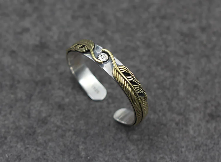 Открытый браслет из стерлингового серебра персонализированный ретро-браслет в