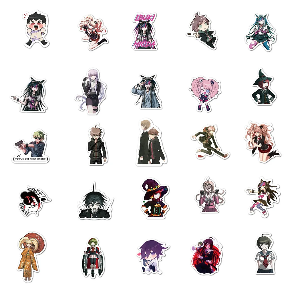 

50 PCS Anime Danganronpa Stickers Projectile Theory Broken Graffiti Stickers Suitcase Luggage Guitar Car Waterproof Sticker