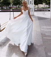 soft satin a line wedding dresses straps sweetheart corset bride gown robe de mariage custom made