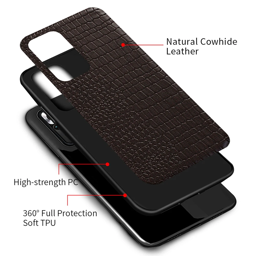 

Genuine Crocodile Leather Case for Xiaomi Redmi Note 10 Pro 9 8 Pro 10S 7 Cover For Mi 10 10T 11 Lite 9T 9 Poco X3 Pro NFC F3 M3