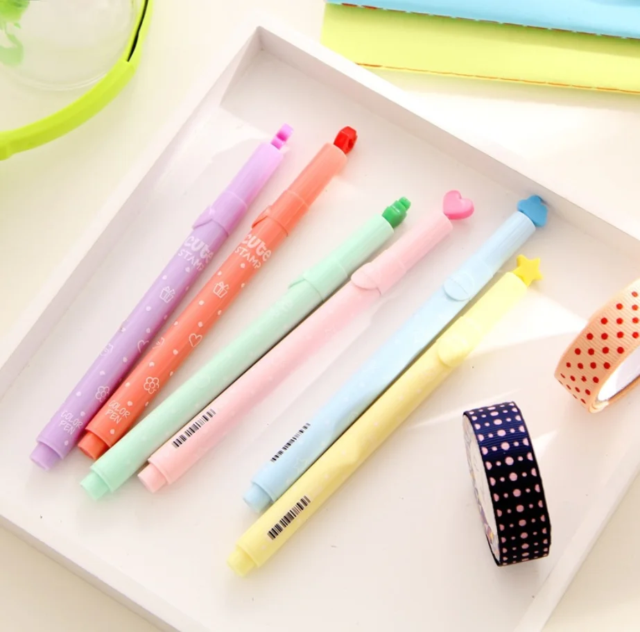 Милая ручка хайлайтер карамельный цвет цветок Звезда модель штамп маркер для