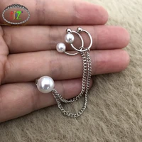 f j4z 1pc hot cute cuff earrings elegant simulated pearl double cuffs tassel earrings for women anti allergy jewelry dropship