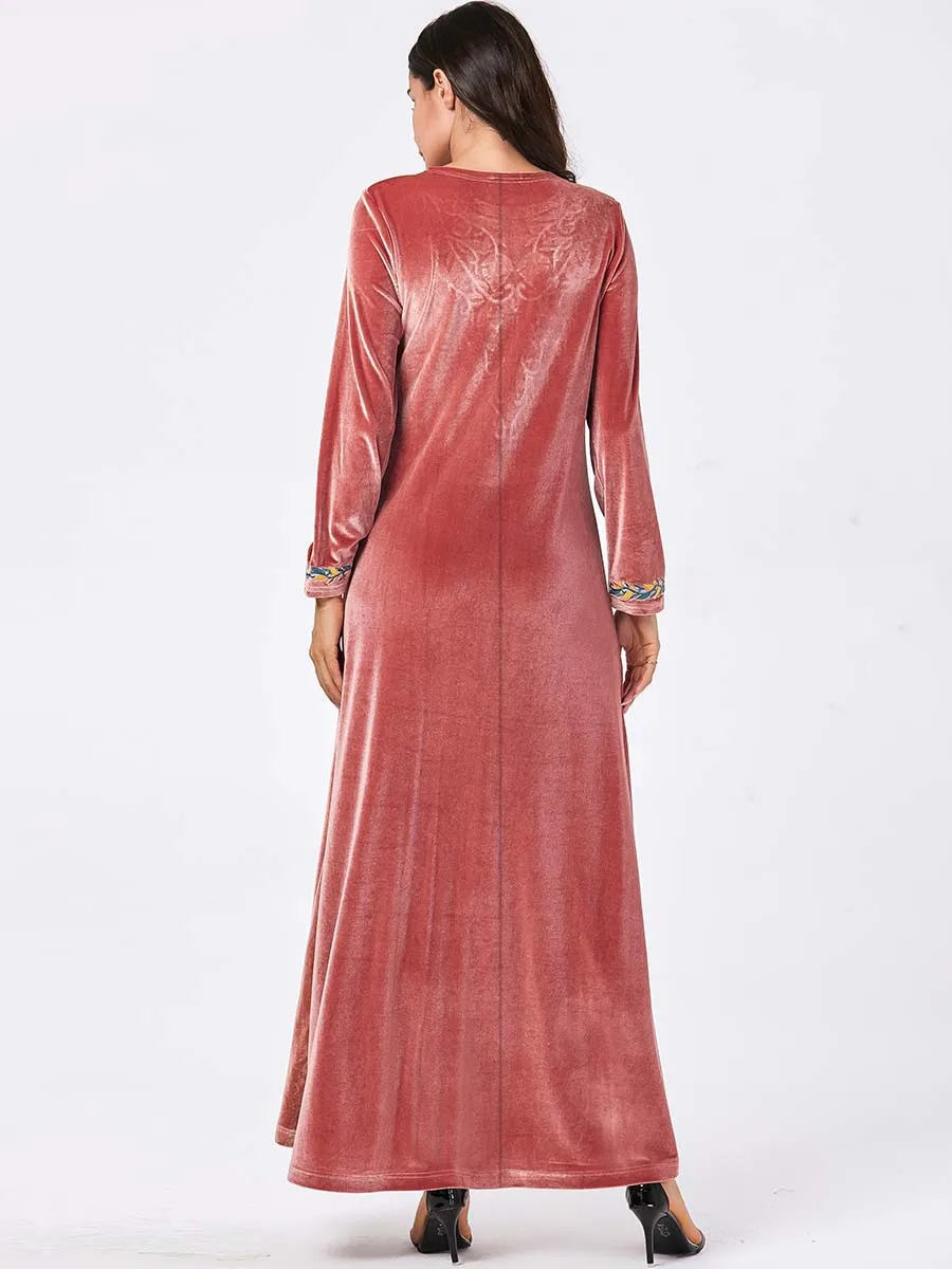 Islamic Clothing Kaftan Dubai Velvet Muslim Dress Women Maxi Kimono Jubah Long Robe Abaya Hijab Dresses UAE Turkey Arabic | Тематическая
