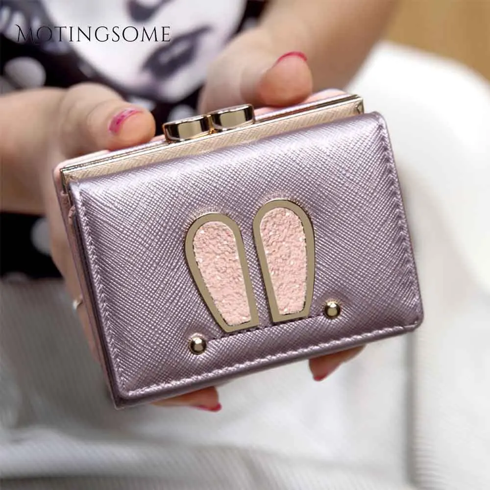 Милые женские кошельки и с кроличьим узором мини квадратные на молнии прекрасный