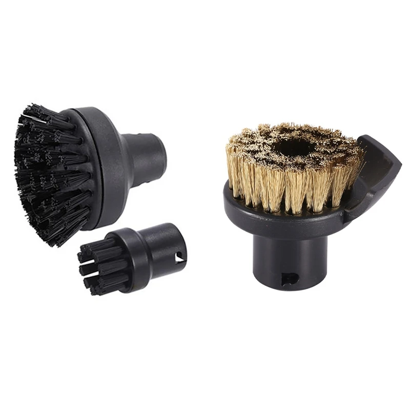 

3 Pcs Steam Cleaner Spare Parts: 2 Pcs Large Round Brush Cleaning Brush & 1 Pcs Scraper Round Brush