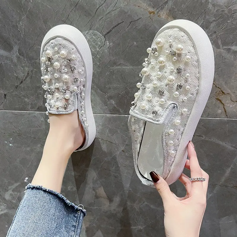 

Женские шлепанцы, Новинка лета 2021, модная удобная универсальная однотонная повседневная обувь с круглым носком на платформе