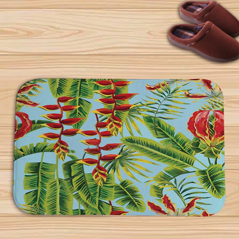 Тропические дождевики Придверные коврики с зелеными листьями противоскользящие