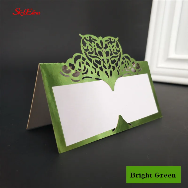 BrightGreen 100 шт лазерная резка свадебный стол карты бумажные лозы сиденья карты для детского душа вечерние украшения Имя Место карты 7ZSH871-100 - Цвет: BrightGreen
