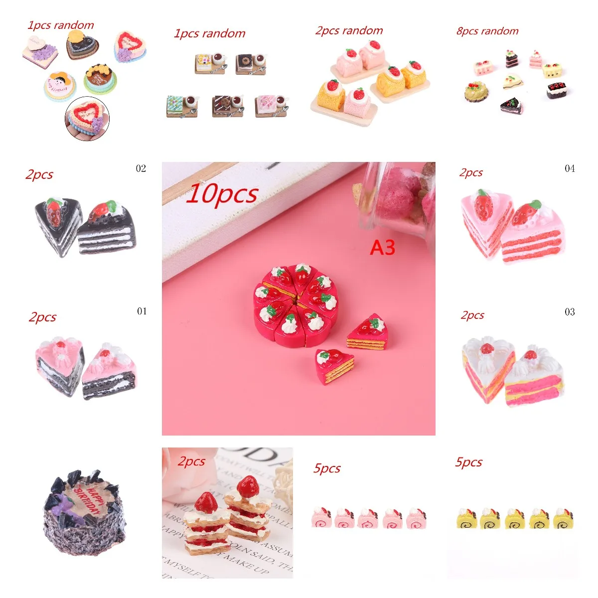 

1pcs/2pcs/5pcs/8pcs/10pcs Artificial Bakery Cake Bread Food Fruit Banana DollHouse Kitchen Toy Craft DIY Accessories