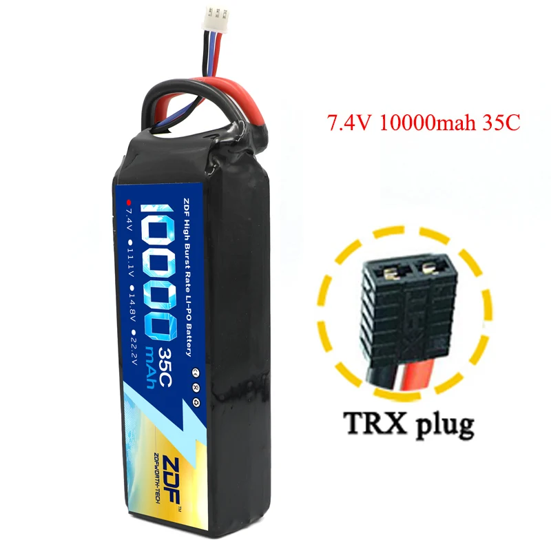 7.4v TRX plug ZDF RC автомобиль Lipo батарея 2S 3S 7,4 V/11,1 V 10000mah 35C Max 70C XT90/XT60/T Разъем для Rc самолета Traxxas автомобиль RC грузовик - Цвет: 7.4v TRX plug