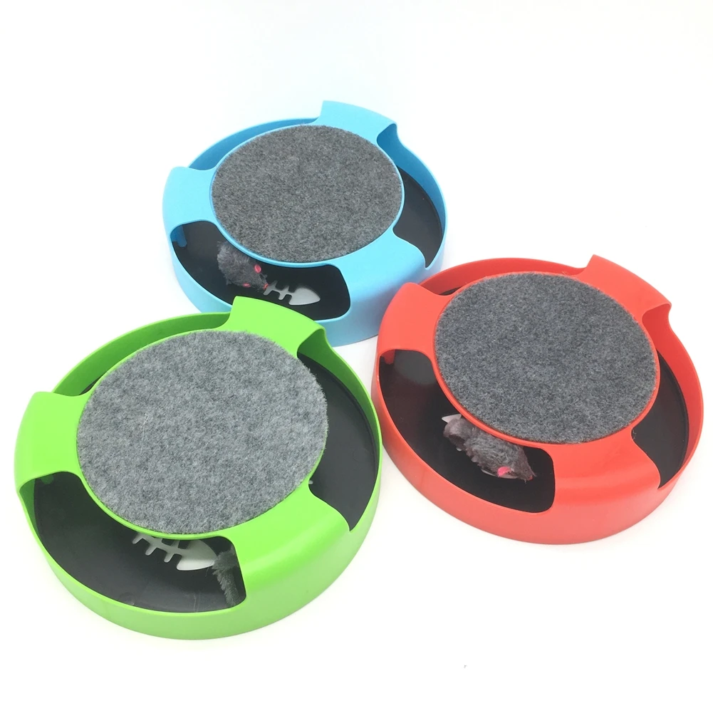 

Pet Automatic Toy Tease Cats Interactive Mouse Running Along The Track Turntable Toy Smart Teasing Cat Stick Crazy Game Cat Toy