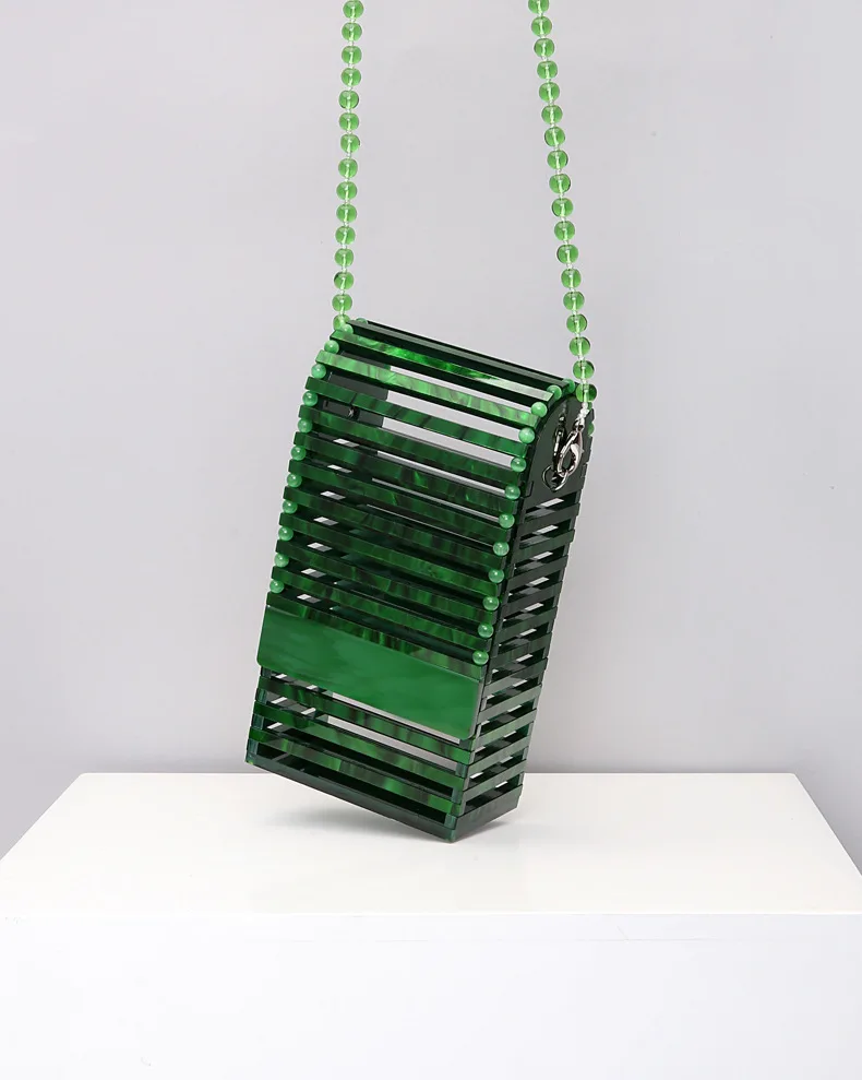 Небольшой свежий тканый мобильный телефон Bolsa Feminina через плечо женские сумки для рук для женщин акриловое мини-коробка клатчи жемчуг зелёный кошелёк