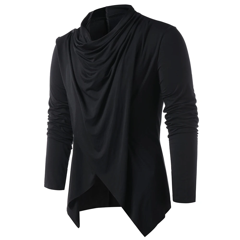 Мужской асимметричный кардиган весна-осень в стиле ретро с длинными рукавами