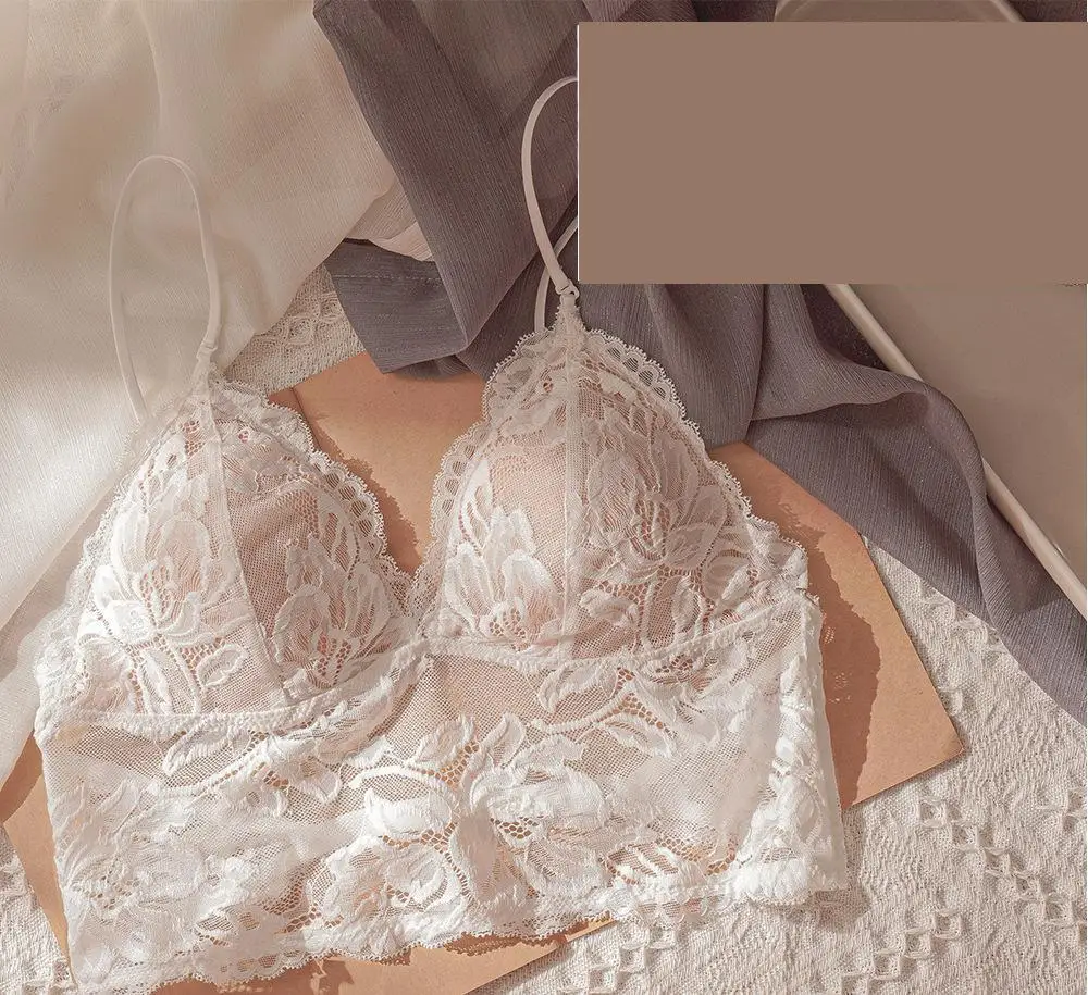 

Adjustable Shoulder Strap Buckle Bra Chest Gather Female Embroidery Lace Seamless Underwear Sexy Bra Breathable Underwear Set