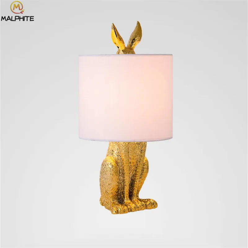 Современные смоляные настольные лампы с кроликом простые прикроватные для