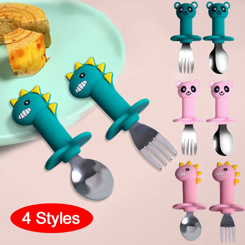 

Детское питание, электронная Силиконовая ручка, посуда с мультяшным динозавром, термостойкая ложка из нержавеющей стали для младенцев, сто...