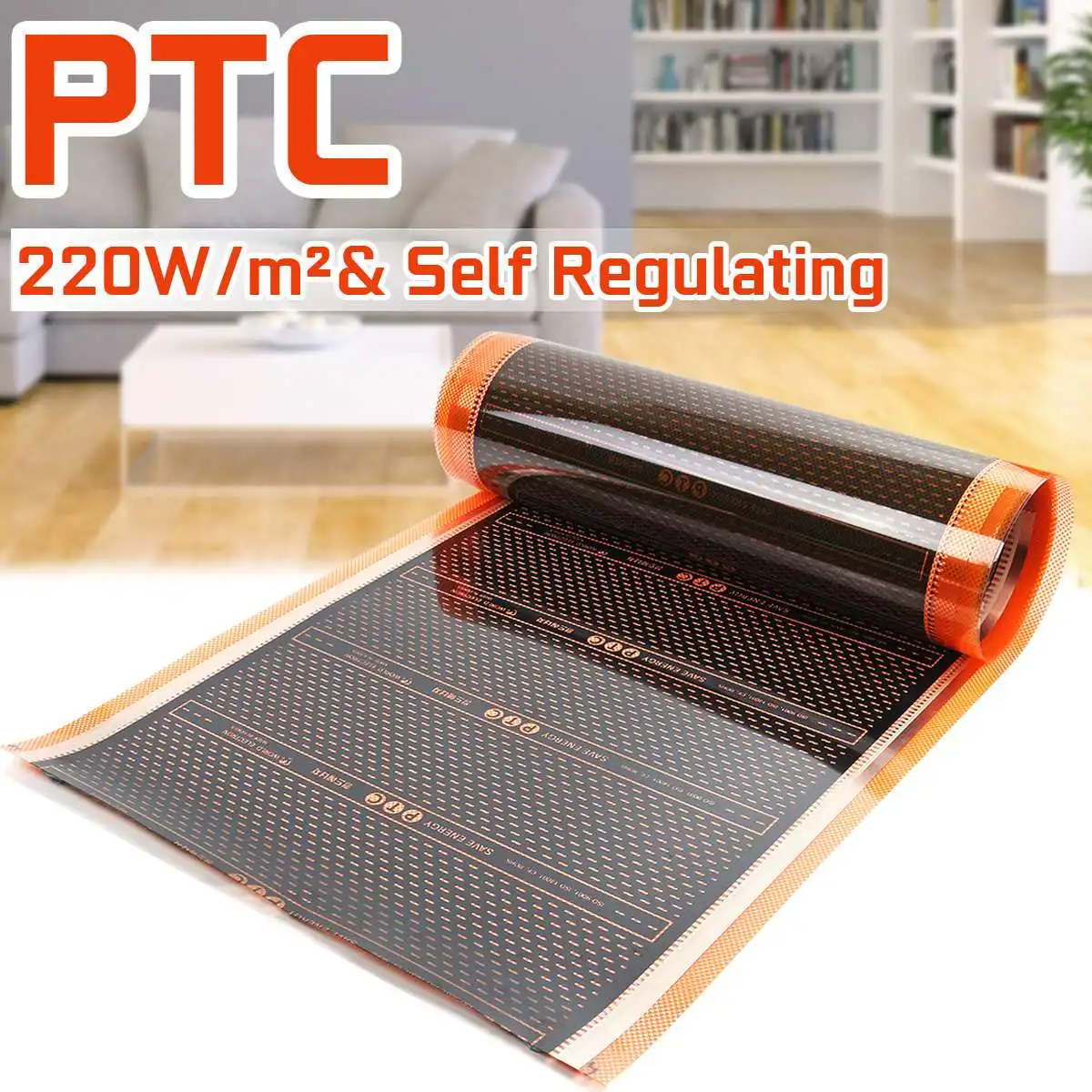 200~ 240 В 220 Вт саморегулирующийся PTC Дальний инфракрасный, проходящий под полом нагревательный пленочный Электрический Коврик для пола с низким энергопотреблением безопасность