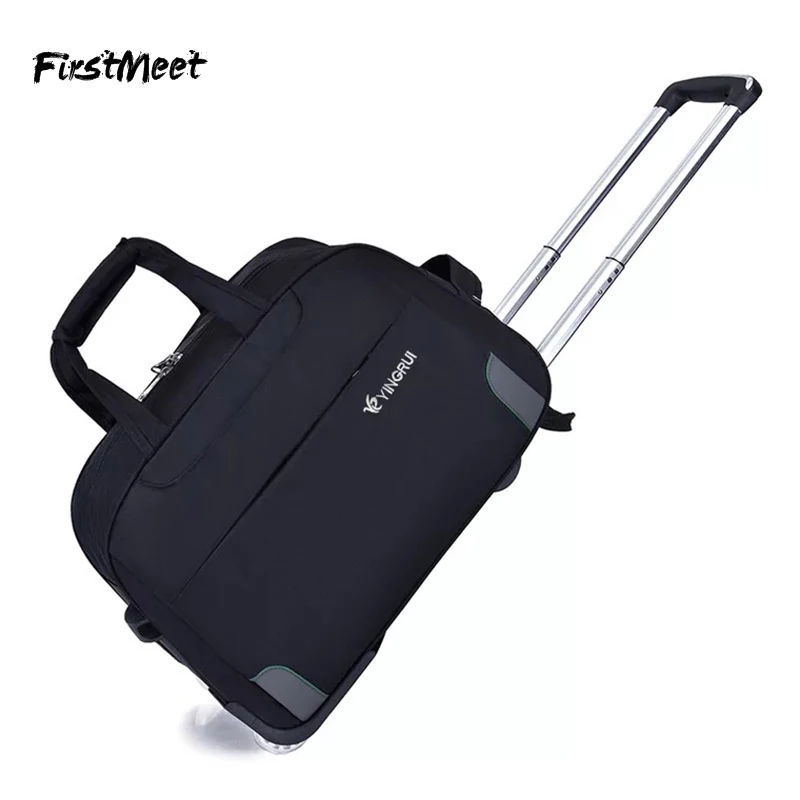 FirstMeet large carry On trolley suitcase bag Oxford travel luggage leisure luggage bag on wheels men women trolley case
