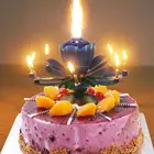 Музыкальный торт, цветок, 8 свечей, кнопка, аккумулятор 5 Лотос, модный дюйм 2 5 в комплекте, день рождения, фестиваль, декоративные музыкальные Вечерние