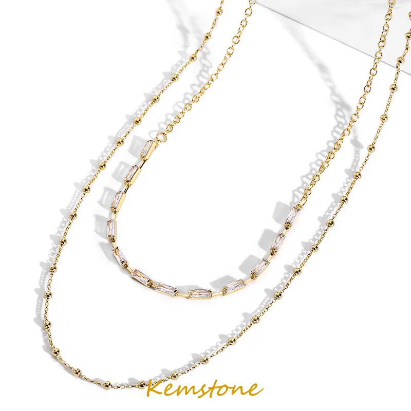 

Kemstone Double Layer Crystal Female Chain Necklace Choker Jewelry Gift