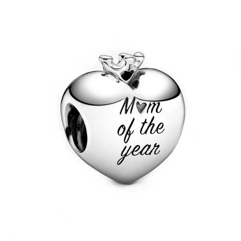 

Mum Letters Dangle Charm 100% Real 925 Sterling Silver Love You Mum Heart Charm Fit Original pan Bracelet