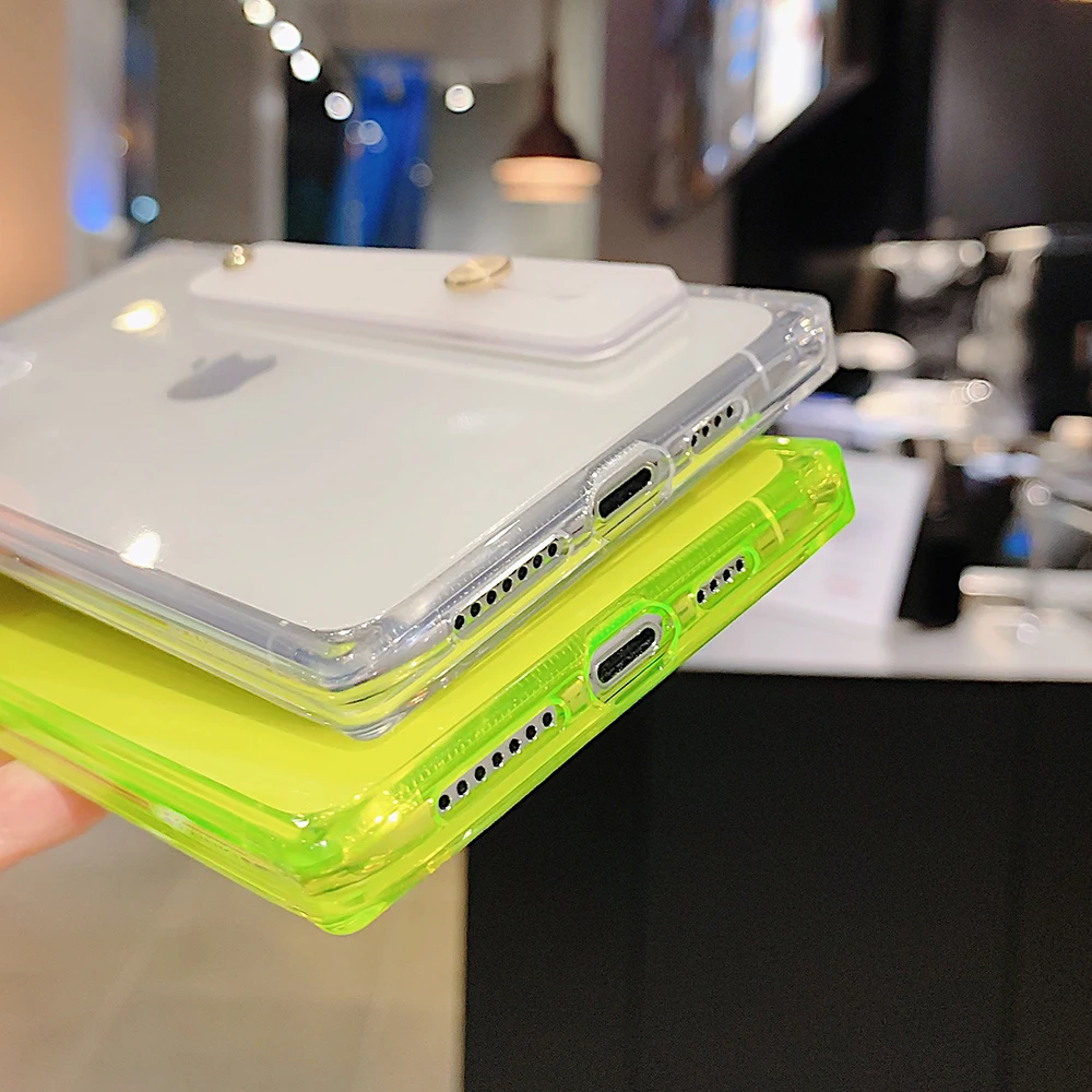 Флуоресцентный прозрачный чехол LOVECOM для телефона с ремешком на запястье Samsung A50