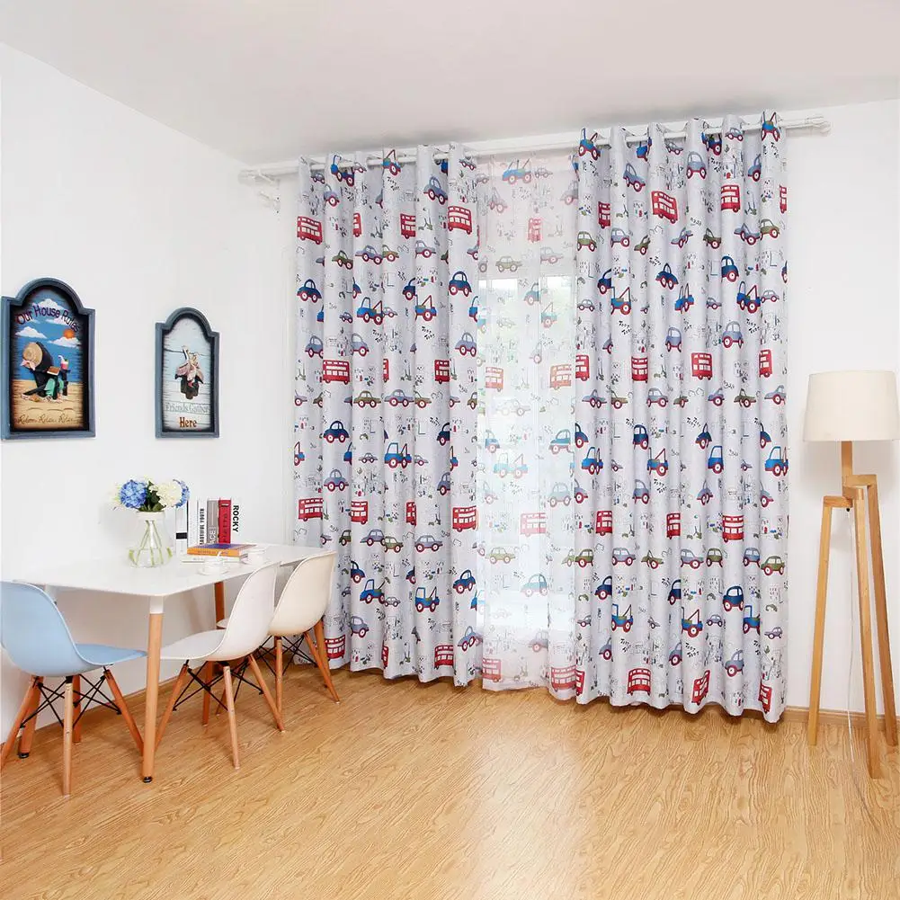 Дети мультфильм белые облака автомобили Милый Печать Затенение окна занавес для