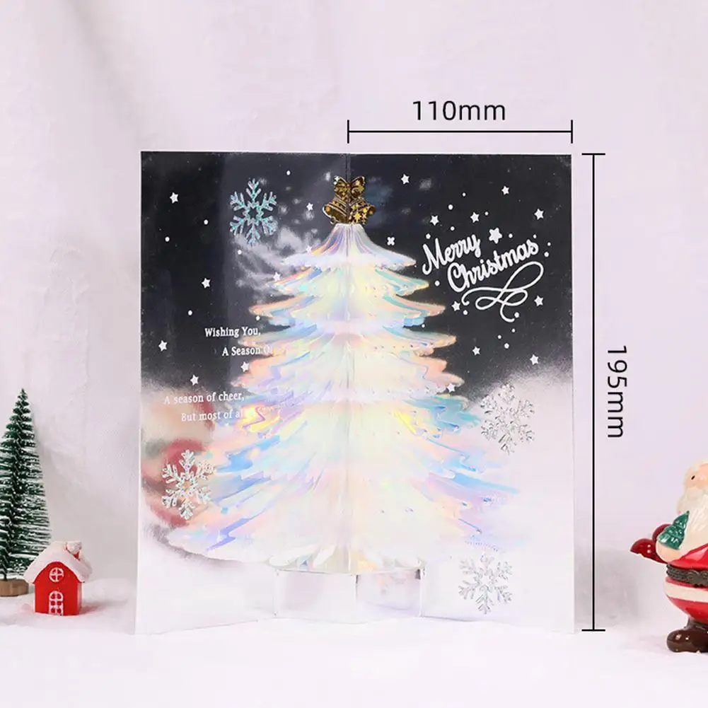

Christmas Tree Up Greeting Cards Handmade Sparkling Xmas Tree Invitation Cards With Cover Gifts For Neighbor Friend Rel Y6I3