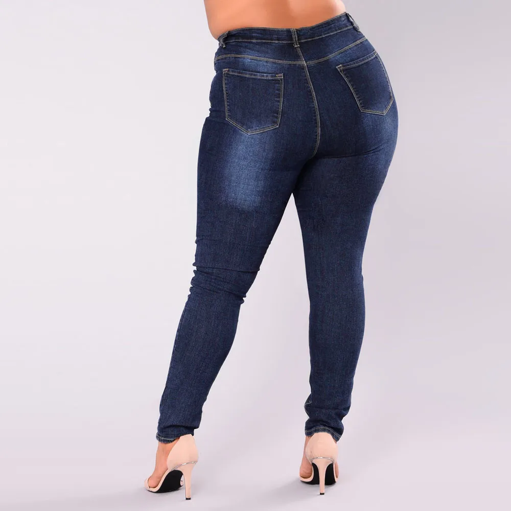 Джинсы для женщин обтягивающие размера плюс стрейчевые тонкие джинсовые джинсы