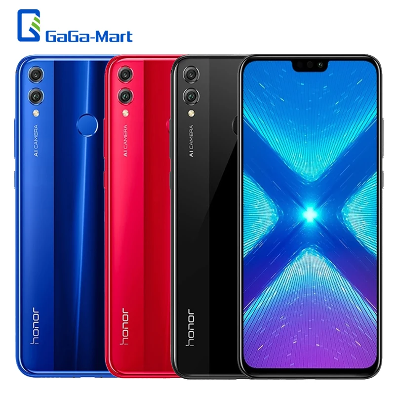 Глобальная версия Honor 8X, мобильный телефон, Безель, 6,5 дюймов, 4 Гб, 128 ГБ, Восьмиядерный, 20 МП, 3750 мА/ч, отпечаток пальца, Android 8,1