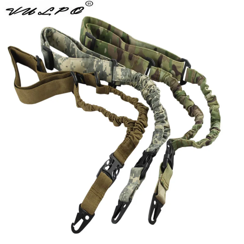 

VULPO Tactical Single One Point Rifle Sling Hunting Paintball Military Adjustable Bungee Rifle Gun Airsoft Sling System