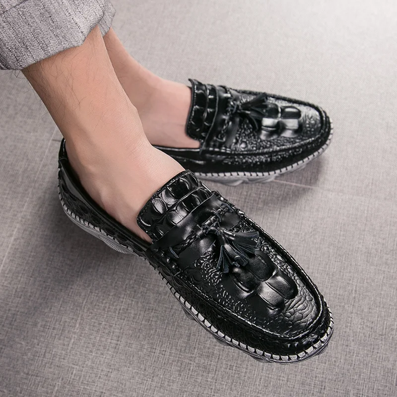 Мужская повседневная обувь с крокодиловым лицевым покрытием Роскошная