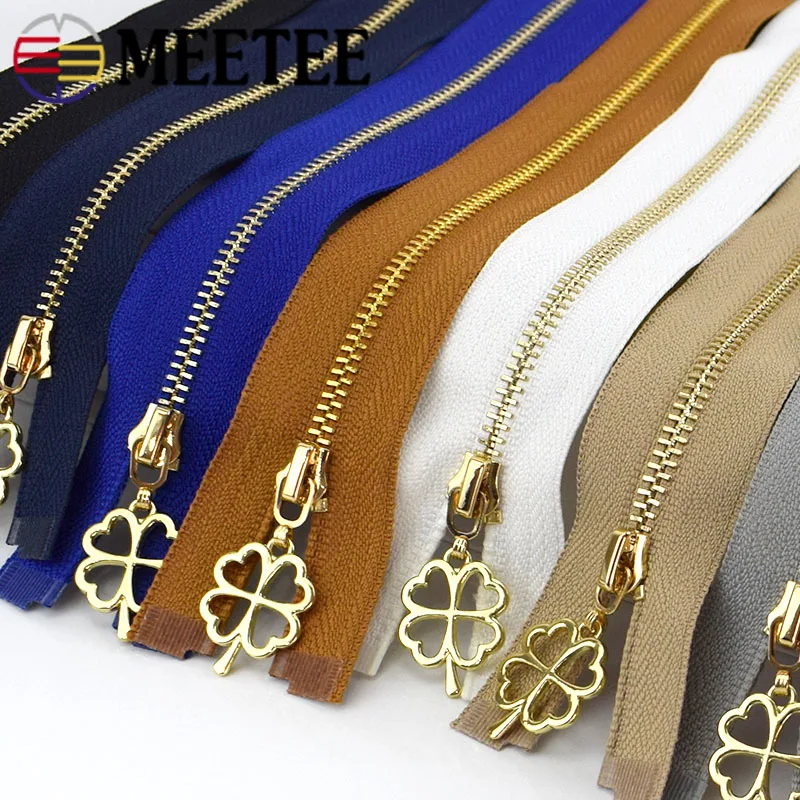 

2pcs Meetee 40-70cm 3# Metal Zipper Open-End Gold Zippers DIY Bags Purse Garment Decor Zip Repair kit Sewing Accessories