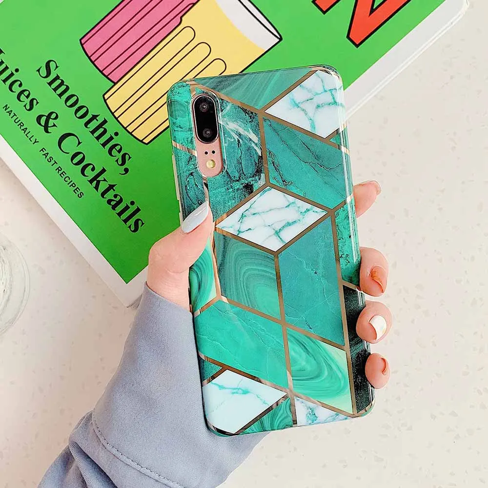 i Чехлы для телефонов LOVECOM с геометрическим мрамором и текстурой для huawei mate 30 P30 P20 Pro Lite mate 20 Lite мягкая задняя крышка с гальваническим покрытием IMD - Цвет: i
