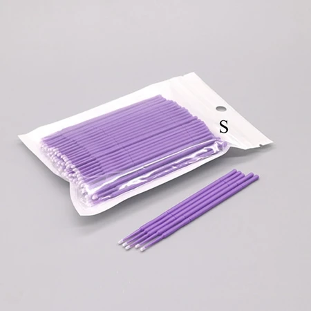 purple 100 шт./упак. одноразовые кисти для макияжа Набор с тампоном для microbrushes клей для наращивания ресниц Инструменты ресниц удаление инструмент не оставляет ворсинок - Цвет: purple