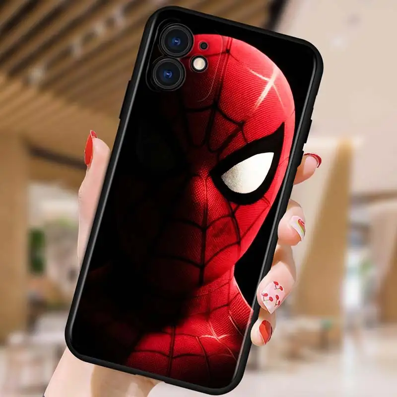 Marvel Spiderman hero for Apple iPhone 12 Pro Max Mini 11 Pro XS Max X XR 6S 6 7 8 Plus 5S SE2020 Soft Black Phone Case