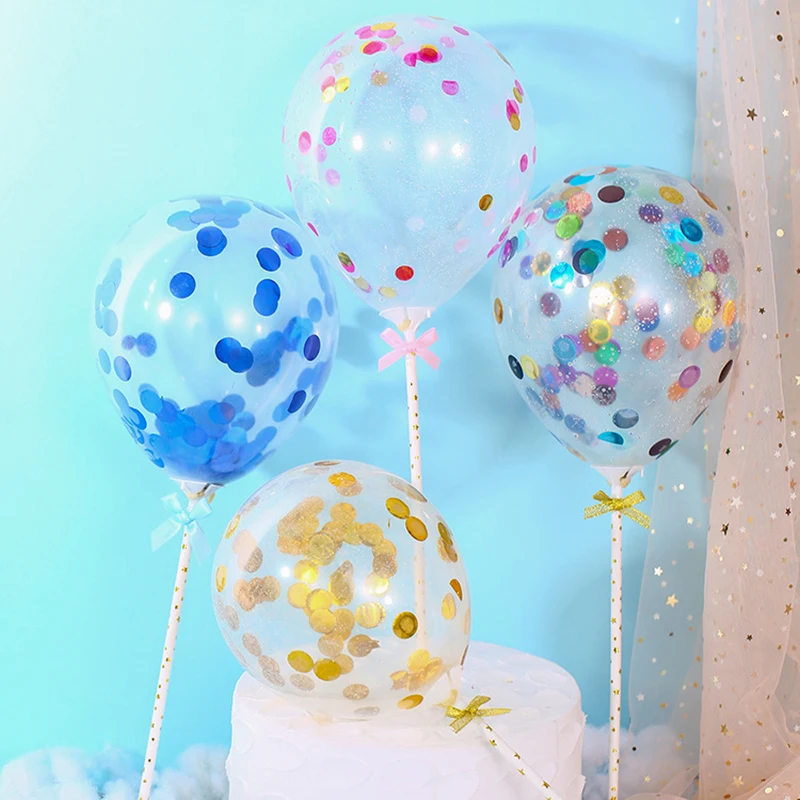 5 дюймов воздушный шар &quotКонфетти&quot торт Топпер украшения с соломой лента стол
