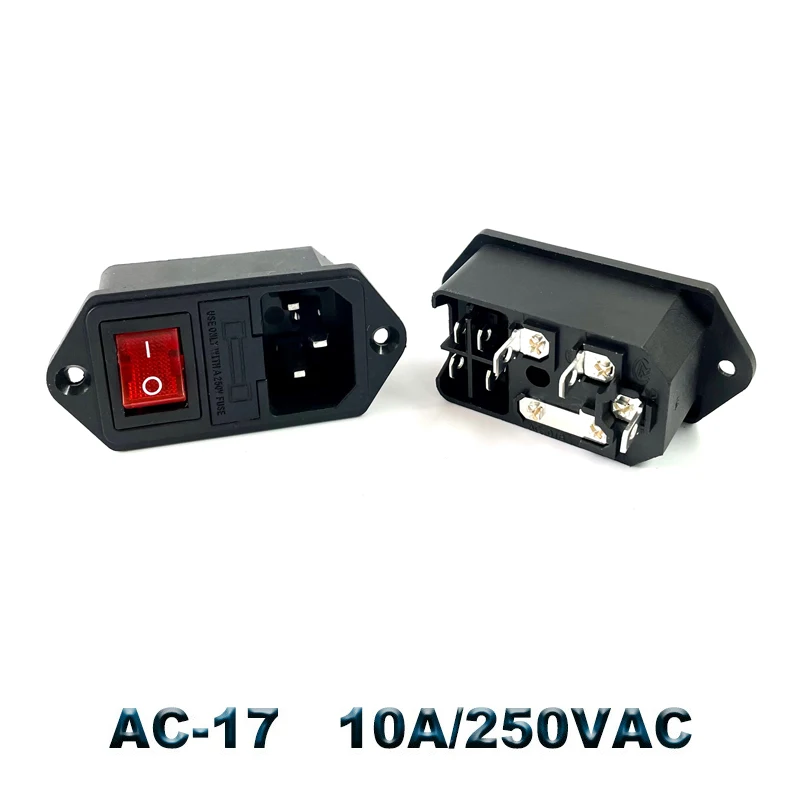 

IEC320 C14 электрическое гнездо переменного тока 3 pin Красный светодиодный 250V кулисный переключатель 10A предохранитель женский мужской гнездо входа разъем 2-контактный разъем крепление