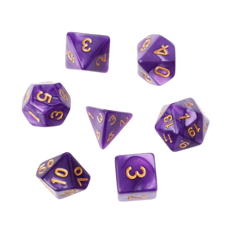 7 шт многогранные кубики Золотые номера для Дракон Pathfinder D20 D12 2xD10 D8 D6 D4 G8TD|Кубики| |