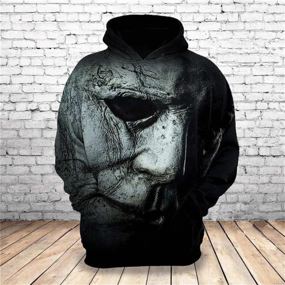 Новинка 2019 свитшот с 3D принтом лица на Хэллоуин индивидуальным дизайном