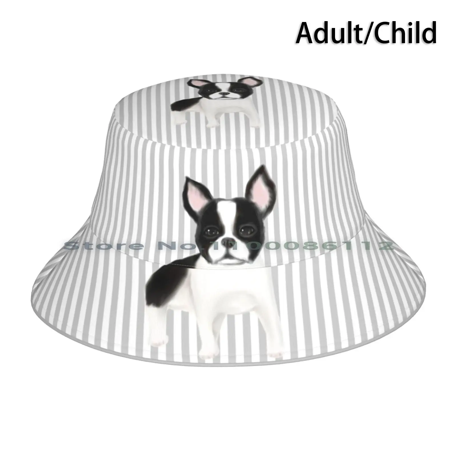 

Панама Boston Terrier, Солнцезащитная шапка, складная уличная шляпа в полоску для щенков и собак
