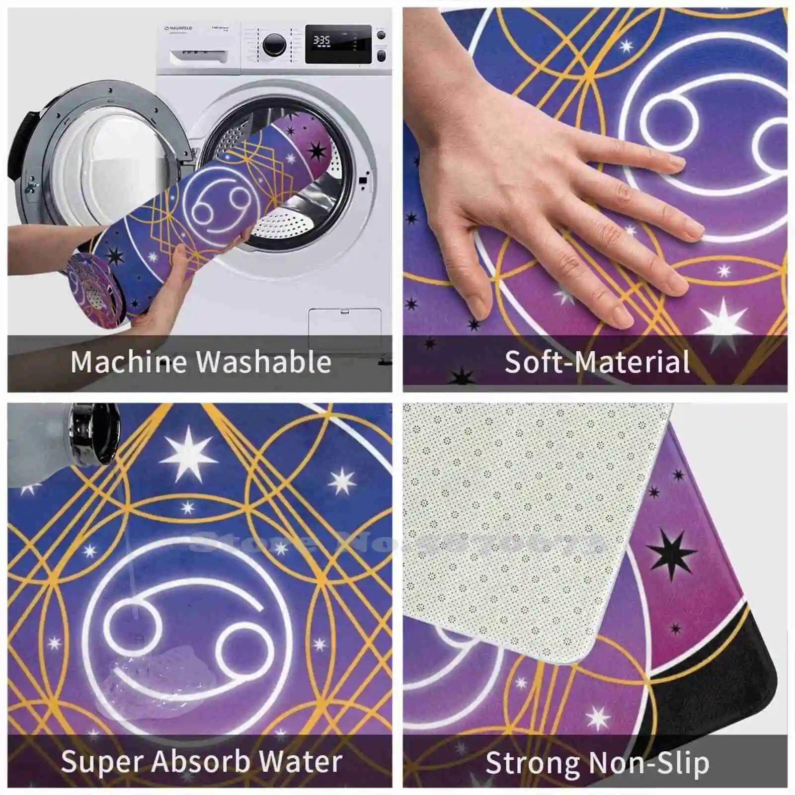 Коврик со звездами и знаками рака коврик для ног домашний Зодиака раком небом