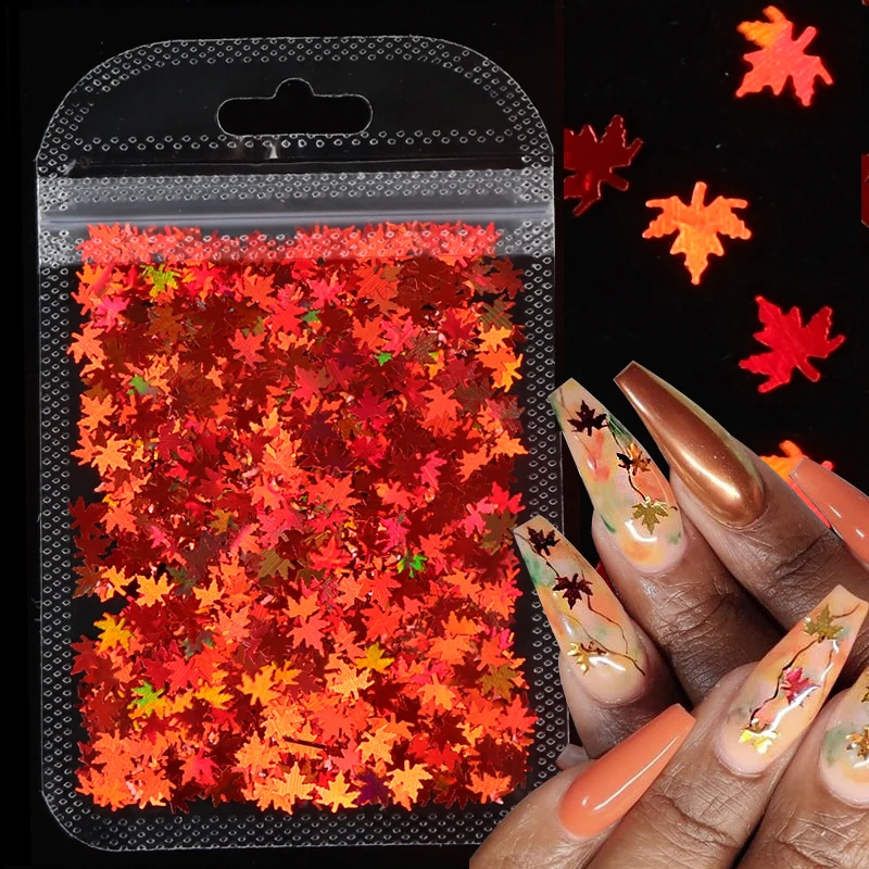 1 сумка голографическая кленовые листья ногтей стразами блестящие хлопья