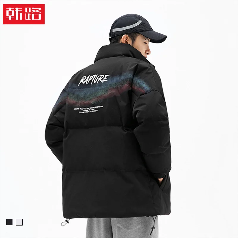 

Men's Clothing Winter New Fashion Brand down Cotton-Padded Jacket Men Rainbow Printing Thick Warm Couple Cotton-Padded Clothes