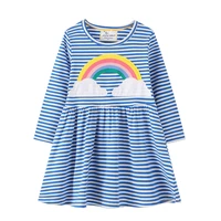 rainbow toddler dresses with cloud printed cotton princess baby girls clothes for autumn spring children party costume