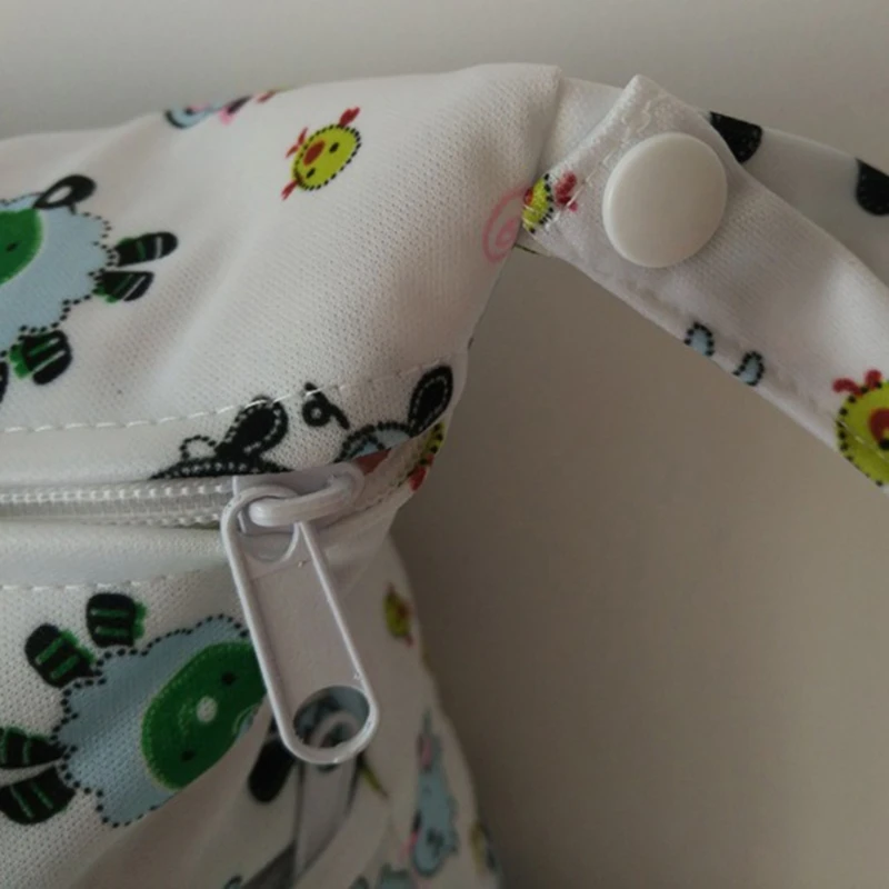 

3 Pcs Baby Printed Diaper Bag TPU Waterproof Nappy Double Zipper Handbag Pocket