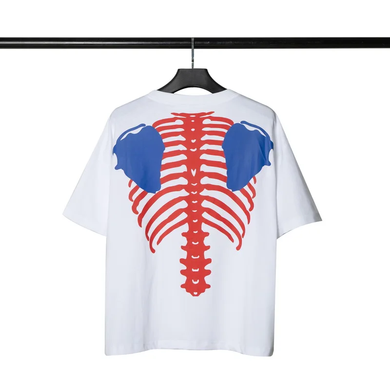 

Upper Body Skeleton Printing Tshirt FOG Mini Embroidery Tees Shirt High Street Loose Dark Tshirts