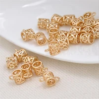 10pcslot real gold color plated brass 6mm hollow double hole hangings connectors for diy jewelry making findings accessories
