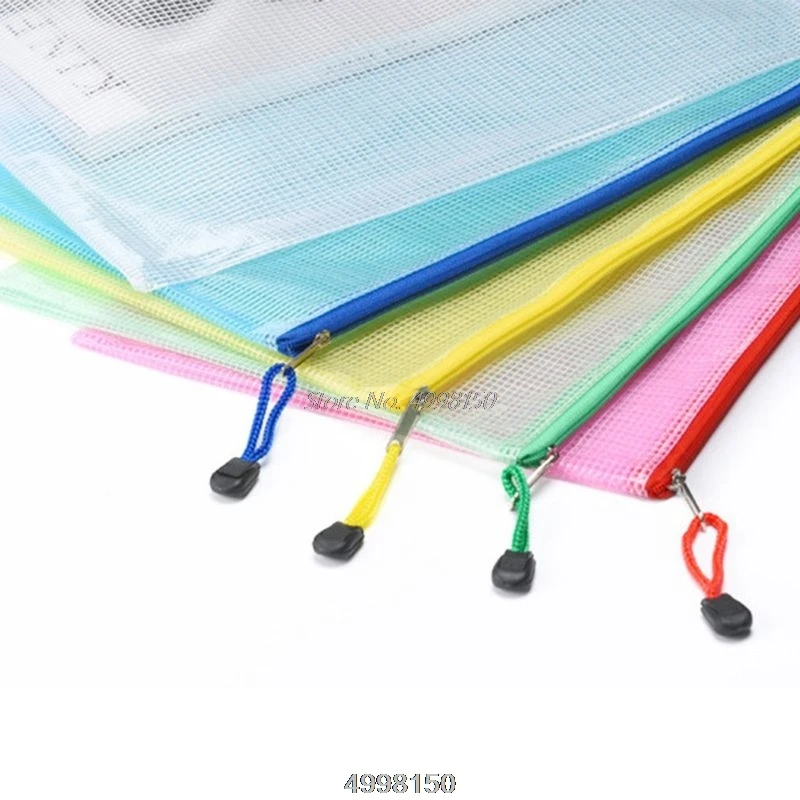 

A4 Size Mesh Document File Bags Storage Pouch with Zipper for Cosmetics Offices Dropship