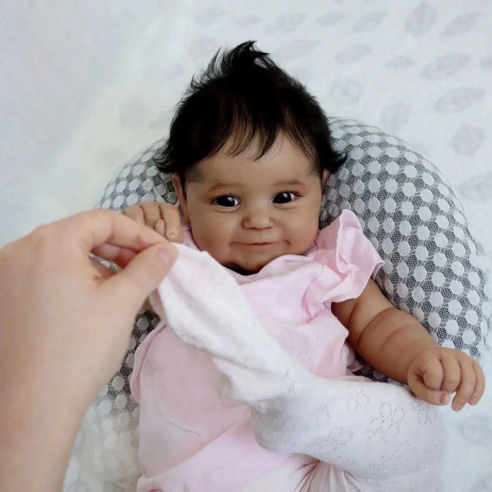 Мягкое тело NPK 50 см черная кожа афроамериканский ребенок младенец Реборн девочка